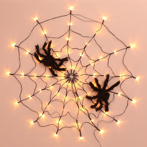 Halloweenin LED-hämähäkkiverkkomerkkivalo kaukosäätimellä, 8 eri tilaa mesh ulkotilojen juhlasisustus - täydellinen null - USB models