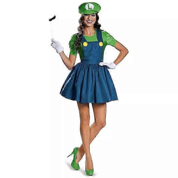 Halloween Super Mario-dräkt för kvinnor, Anime Cosplay-klänning - Perfet Red L