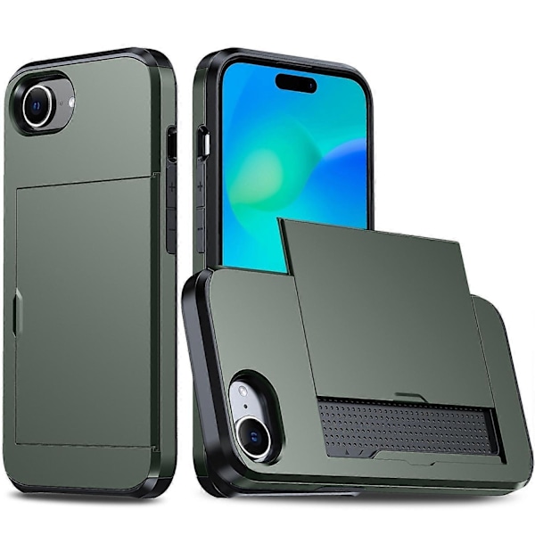 Stöttåligt Armor Skal Kompatibelt med iPhone SE 2024-Perfet Dark green