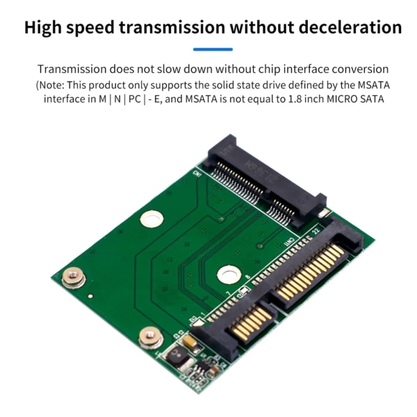 Høyhastighets MSATA til 22PIN SATA-adapterkort Kobler effektivt til stabil og høyhastighetsoverføring uten retardasjon - Perfet Blue