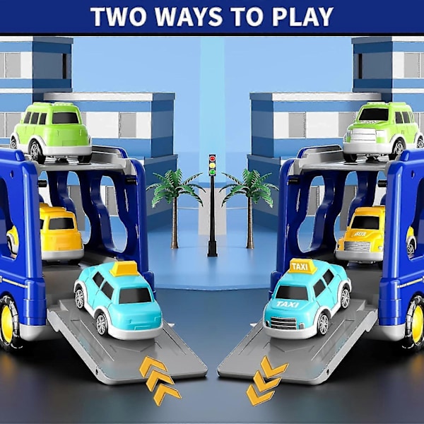 7-in-1 Kuorma-auto Kitka-leluauto, Palokunta-autolelu, Rakennusautolelu, Poliisiautolelu, Sopii Taaperoille, Lasten Syntymäpäivälahja - Täydellinen Blue