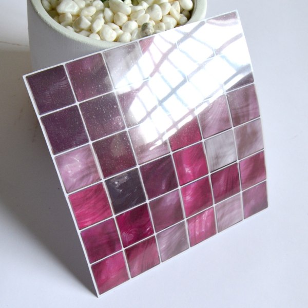 20 stk 3D mosaikfliser fastgjort med selvklæbende boligdekoration - Perfet 7# Purple 15x15cm