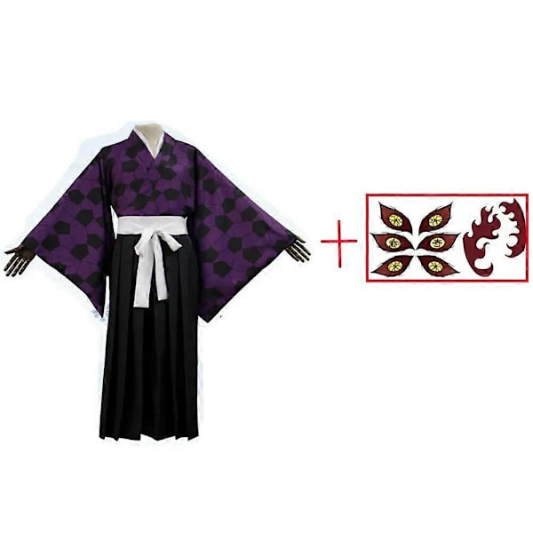 Kokushibo Cosplay -asu Anime Demon Slayer Kimetsu No Yaiba Kokushibo Peruukki Kimono Haori -asu Helloween Miehille - Täydellinen costume L