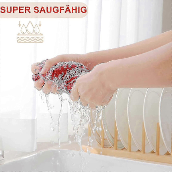 6-pack 100% Bomull Frotté Köksdukar - Hängögla för Disk och Köksrengöring - Perfekt Red 34*34cm