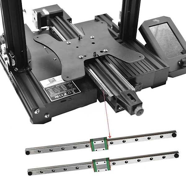 Y-AKSE Lineær Skinne Konverteringsplade 300mm Lineær Føringsskinne Kompatibel med Ender3/Pro/V2-Perfet Ender 3 V2