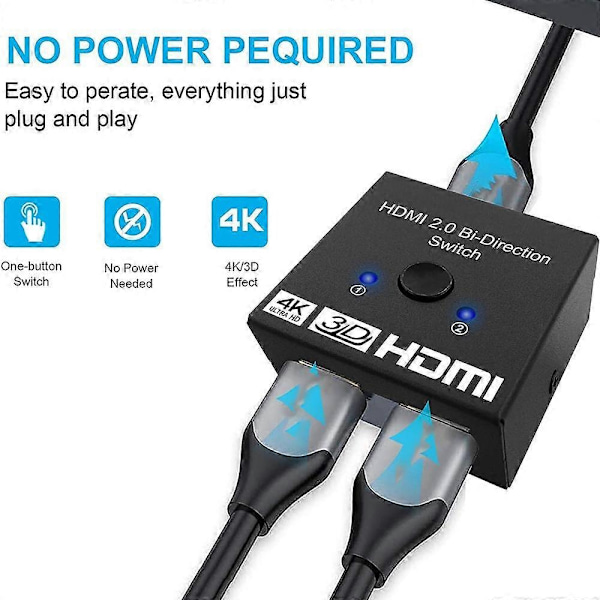 HDMI Switcher 2 Ind 1 Ud 4k High-definition To-vejs Switch En Ind To Ud Splitter-Perfet