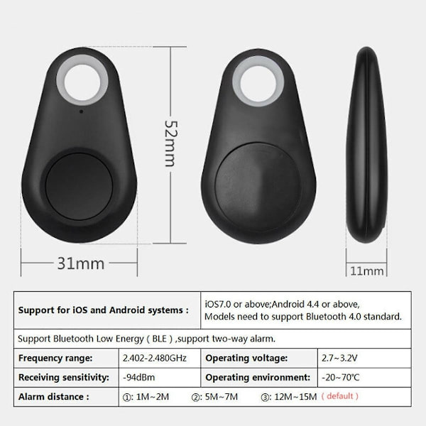 5 stk Keys Finders Lommebøker Trackers Bagasjefinner fungerer med smarttelefon-app - Perfet