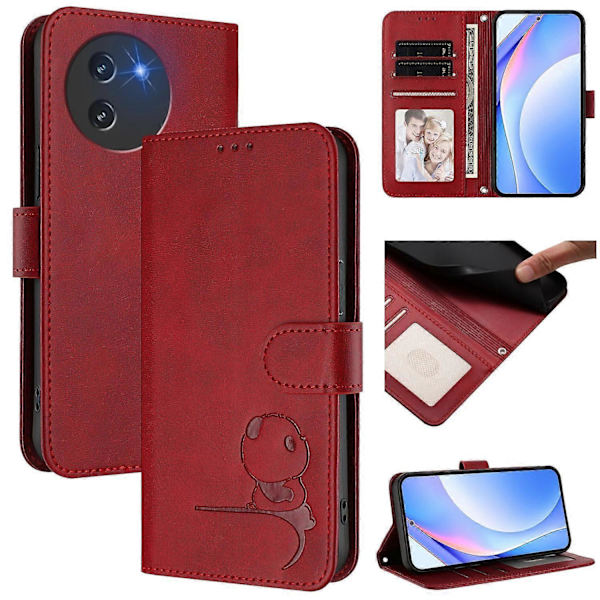 Panda RFID PU Telefonfodral Kompatibelt med Doogee Note 59 / Note 59 Pro-Perfet Wine Red