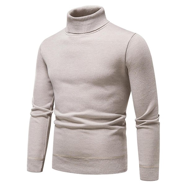 Yynuda Herre Turtleneck Lett Slim Fit Genser Casual Strikket Pullover-Perfet Cream S