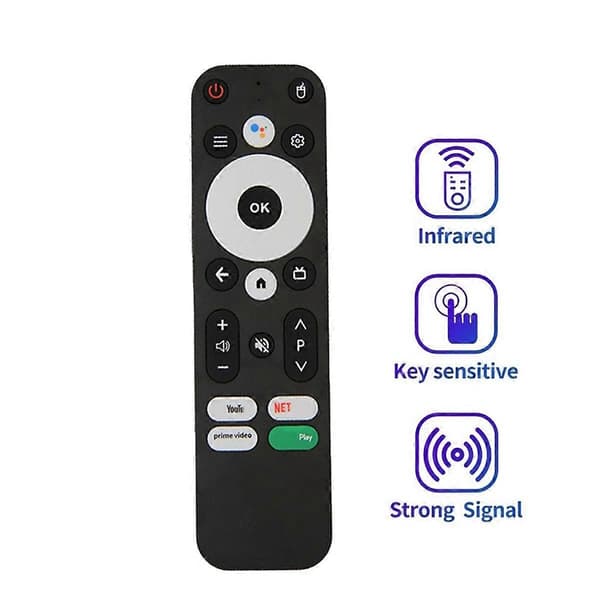 Erstatningsfjernkontroll kompatibel med MECOOL KM2 KM2 PLUS ONN android 4K UHD TV-boks Bluetooth Stemmefjernkontroll-Perfekt Black