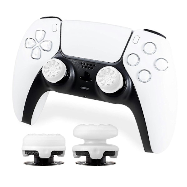 2 st Joystickgrepp för PS5 PS4-handkontroll, Silikon Tumgrepp Kåpor Skydd Analog Spak för Playstation 5, Playstation 4-handkontroll - Perfekt White