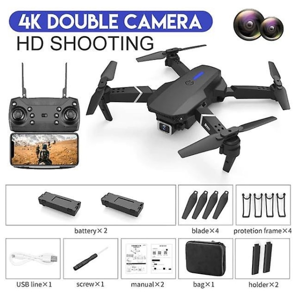 E88 Pro Drone med vidvinkel HD 4k 1080p Dual Cam - Perfet