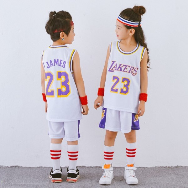 Basketballtrøje til børn Lakers crewneck no. 23 rød - Perfekt D23 3xs