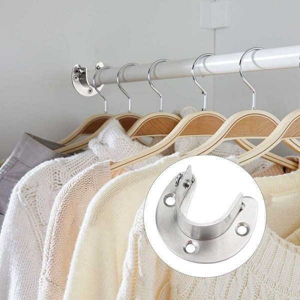 Verhotangon kiinnikkeet 2 kpl Vaatekaapin putkikannattimet ruostumattomasta teräksestä U-muotoinen verhoripustin Säädettävä seinäkiskon kiinnike vaatekaappitankoon (25mm)- Perfet
