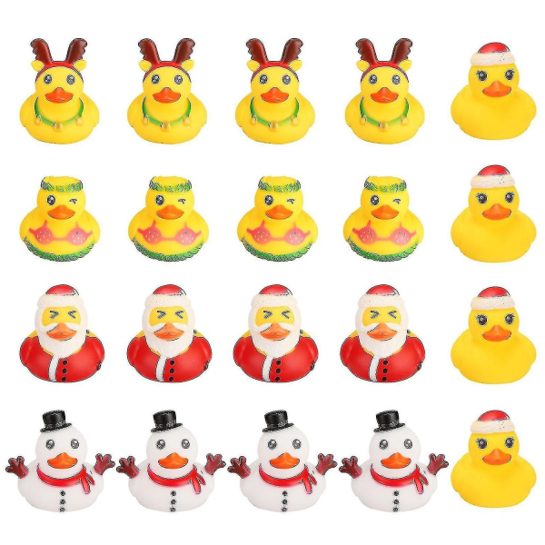 Jul Gummi And 20 stk Mini Ducking Legetøj Drenge Piger Float Bad Xmas Dekoration Gave til Ducking - Perfet