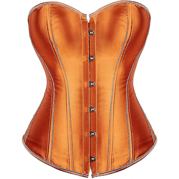 Kvinners Bustier Korsett Topp Sexy Lingerisett Svart Satin Midje Cincher-Perfet Orange X-large