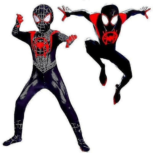 Superhelt Kostyme Super-vers Miles Morales Cosplay Kostyme Zentai Superhelt Mann Bodysuit Dress Hallo-Perfekt Dark Grey 180 (170-180cm)