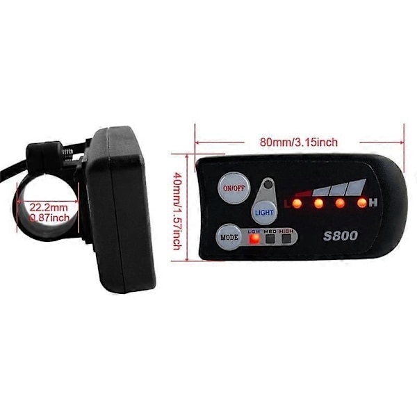 Elektrisk Cykel 36V48V S800 LED LCD Mätare Kontrollpanel Display Kompatibel med Ebike Kontroller 5 Pin Vattentät-Perfekt