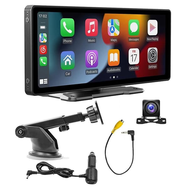 10,26-tums trådlös Carplay & Android Auto Stereo med AHD-backkamera, bärbar bilradio Bluetooth Mirror Link-Perfet