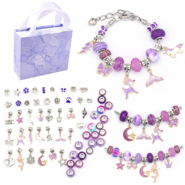 Kids Creative Diy Crystal Armbånd Beaded Making Gavesæt - Perfet Purple