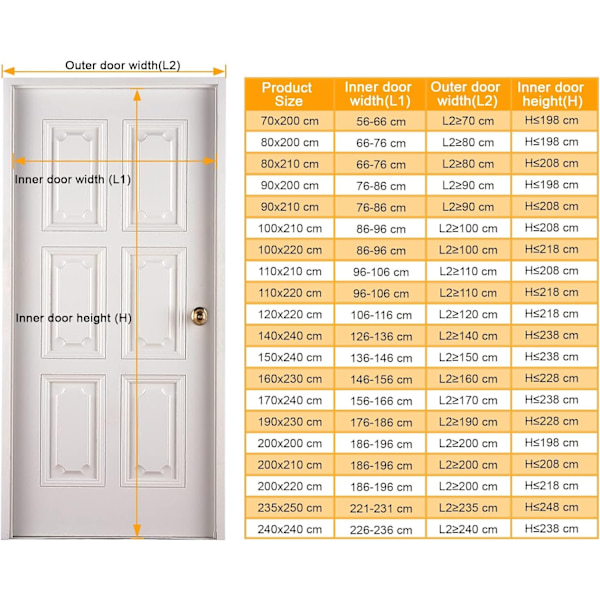 Myggnett Magnetisk dør 100x230cm, Sort