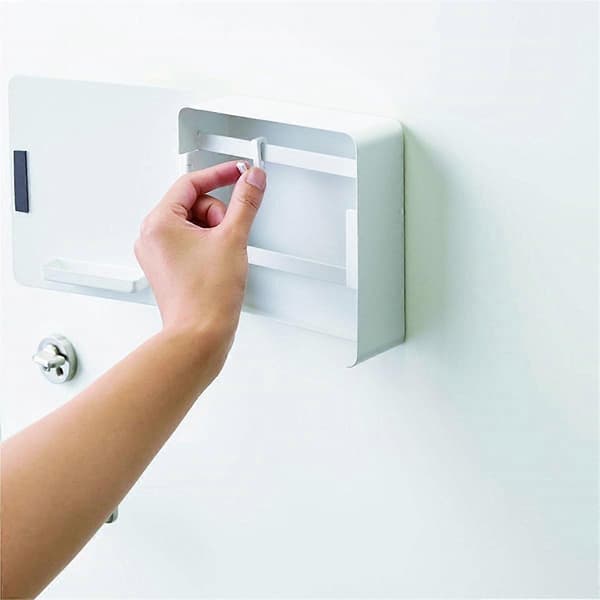 Väggmonterad magnetisk nyckelhållare, nyckelskåp, nyckelring förvaringsställ, vit