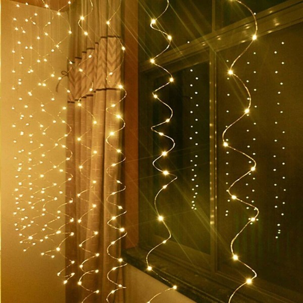 300LED USB Gardin Fairy String Curtain Light Party Home Decor - Perfet Warm White 3*3m 300 lights