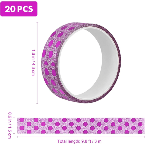 20 rullar Glitter Washi Tape Färgad - Perfet