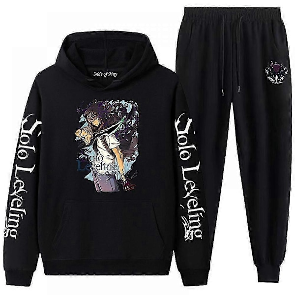 Anime Unisex Solo Leveling Cosplay Hættetrøje Bukser Træningsdragt Kostume Halloween Pullover Langærmet Sweatshirt Sort Hvid Hættetrøjer-Perfet 3 L