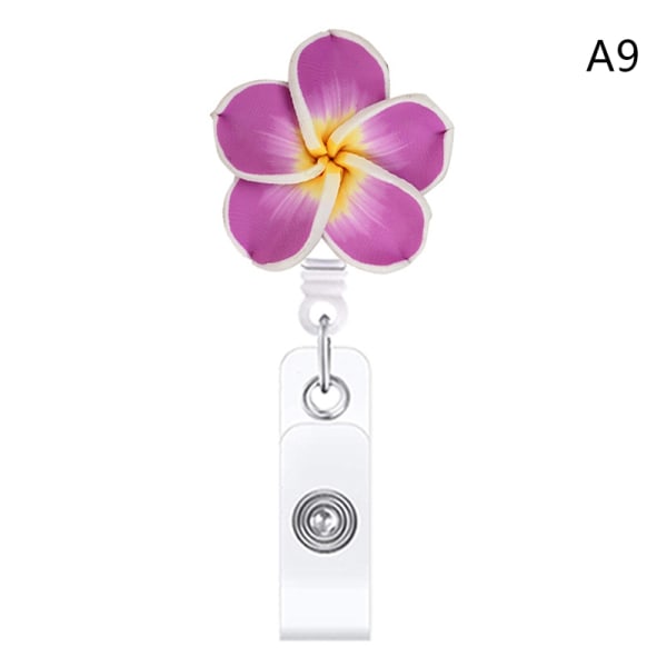 Flower Shape Badge Reel Clip uttrekkbar ID-kort Merkeholder N - Perfet A9