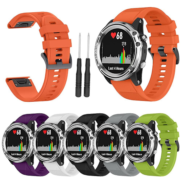 Vaihdettava ranneke Garmin Fenix 5s Plus 6s Pro -silikoninen 20 mm:n älykellohihna - Perfet orange