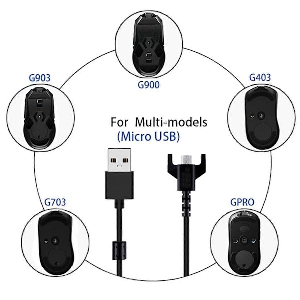 Udskiftnings USB-ladekabel Data Spilkabel Kompatibelt med GPRO/GPW/G900 G403 G703 Gaming Mus Opladerkabel - Perfekt