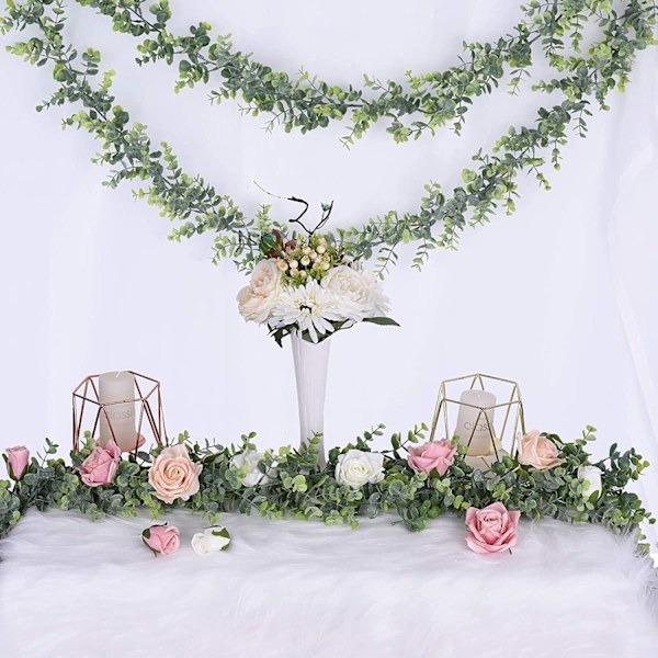 Artificial Eucalyptus Plant Garland, 2 Pack Artificial Eucalyptus Leaf Hanging Vine for bryllup Bakteppe Arch Wall Deco - Perfet