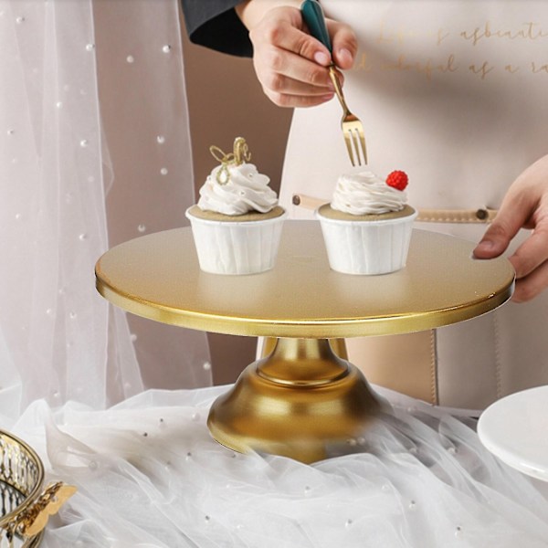 12 Tommer Rund Kage Stativ Kage Plade Base Dessert Stativ Bryllup Fødselsdagsfest - Guld - Perfekt
