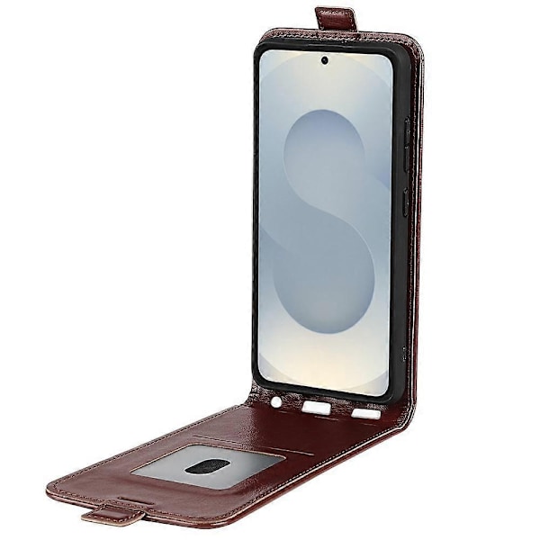 Kompatibel med R64 Textur Vertikal Flip Läder Telefonfodral-Perfet Brown For Samsung Galaxy S25 Edge 5G