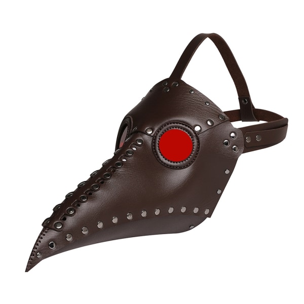 Halloween Plague Doctor Mask -asu Lintu pitkän nenän nokan rekvisiitta - täydellinen brown