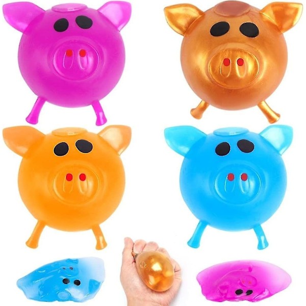 4 st Stressbollar Splat Pig Jello Pigs Squeeze Frukter Boll Antistress Pig Splat Boll Stress Relief Pig Vattenboll Venting Sticky Pig-Perfet