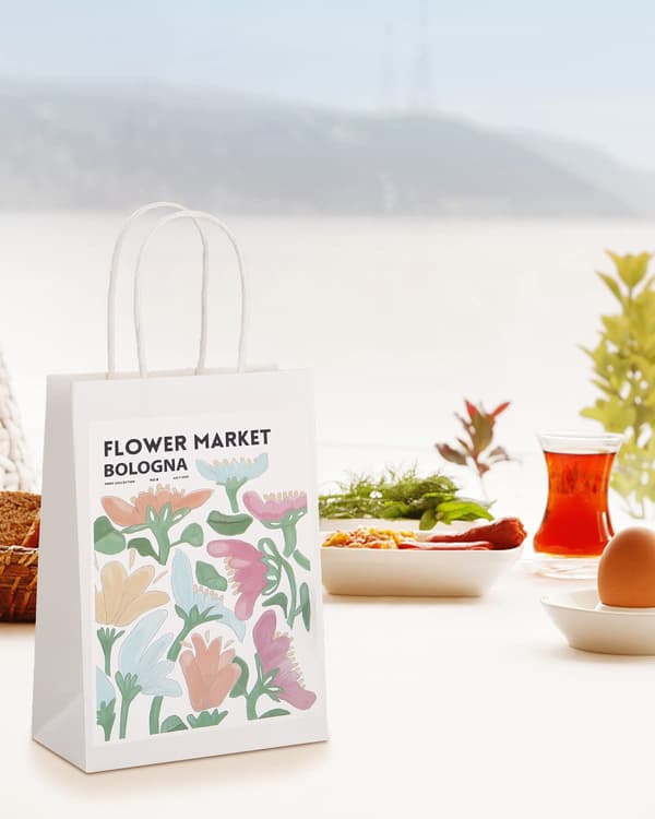 60 x papirposer med håndtag Hvide gaveposer Kraft - Perfekt
