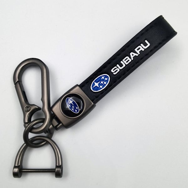 Læder Nøglering til Bil | Metal Finish | Robust Nøglering | Nøglering og Krogbeslag - Perfekt Silver Hardware Subaru