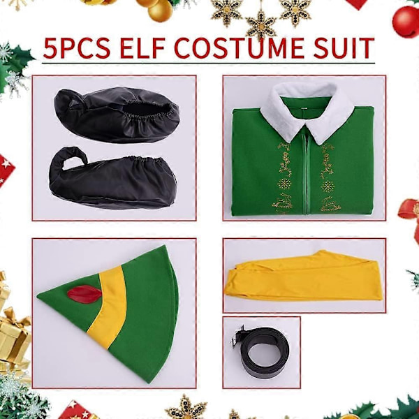 Elf Kostume til Mænd og Kvinder - Voksen Elf Kostume Fuld Sæt Halloween Jul Cosplay Outfit XS-3XL-Perfekt 2XL