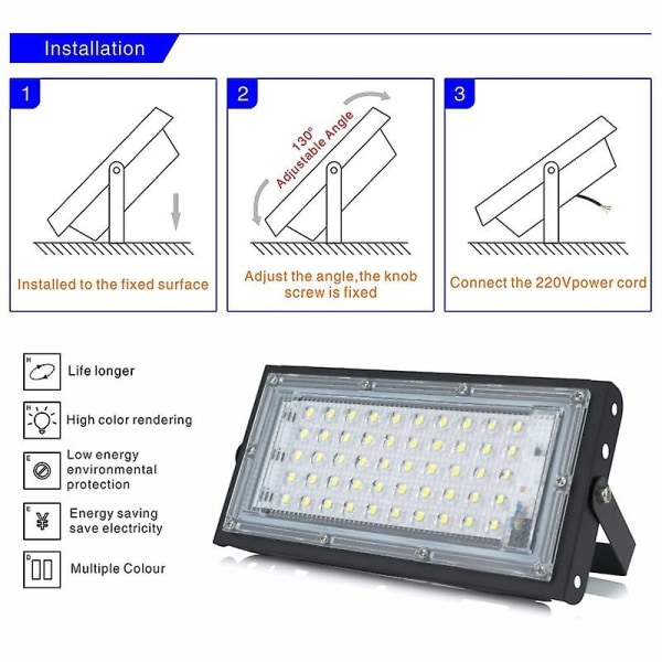 50w Ip65 vanntett utendørs LED-flomlys - Perfet Blue