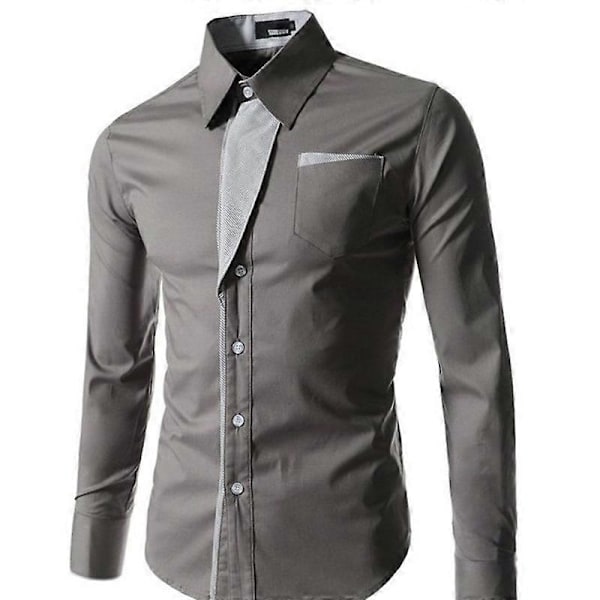 Mænds Skjorte Langærmet Casual Skjorte Langærmet Skjorte - Perfet Grey M