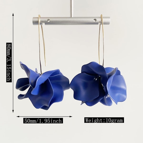 Håndlavede Bohemian mat akryl store blomster hængende dråbe øreringe Unik overdrevet europæisk - Perfet Dark Blue