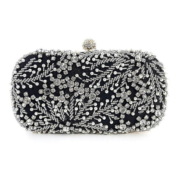 Naisten käsilaukut iltalaukut ylelliset juhlalaukut morsiamen clutch-laukku naisten tanssiaislaukku hääkukkaro - Perfet Black