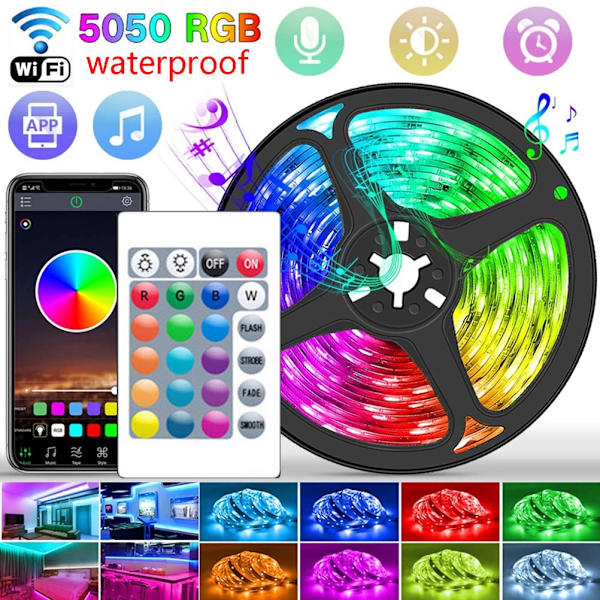 WIFI RGB LED-nauhat Light Bluetooth Led Light RGB - täydellinen 20M