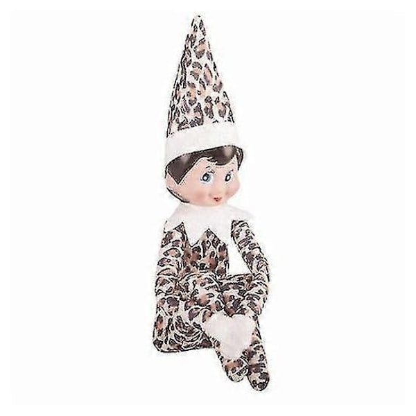 Tomten på Hyllan Pojke Flicka Figur Jul Nyhet Plyschdockor Leksak Julgåva-Perfekt Leopard Print