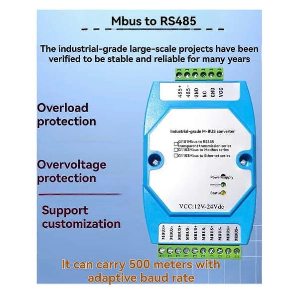 MBus til RS485 Ethernet-konverter Modbus-TCP/MODBUS-RTU 500m Rekkevidde-Perfekt