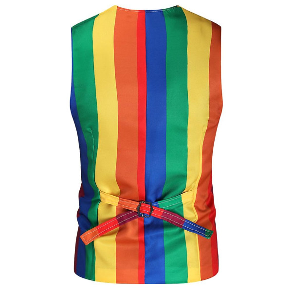 Allthemen Herre Casual Rainbow Stripes Slim Vest - Perfet 2XL