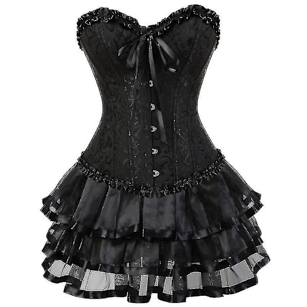 Seksikäs Korsettimekko Naisille Pluskokoinen Kostyymi Yläosa Burleske Korsetti ja Minimekkosetti Tutu Corselet-Perfet black 4XL