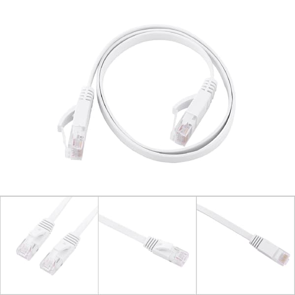 0,5 m hvit flat CAT6 Ethernet-kabel